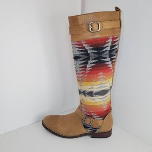 Anthropologie Candela Tall Leather Southwest Boots Sz 6 Tribal Aztec Fall